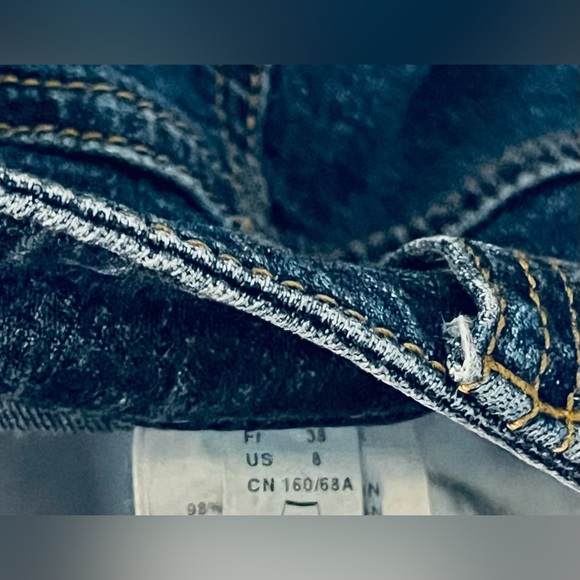 DENIM JEAN SKIRT SIZE 8 ALAIN MANOUKIAN DARK WASH - Picture 7 of 8